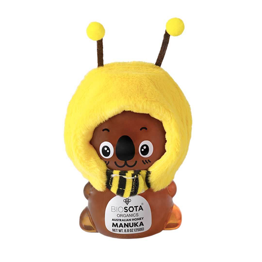 MGO 100+ Australian Manuka Honey Koala Bears in bee hats, the perfect blend of sweetness and charm.