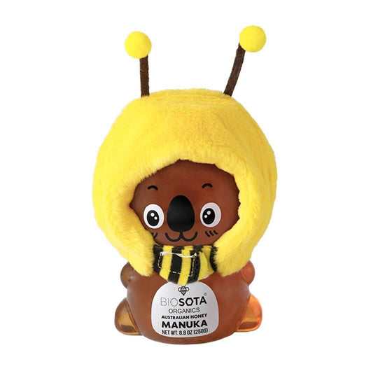 MGO 100+ Australian Manuka Honey Koala Bears in bee hats, the perfect blend of sweetness and charm.