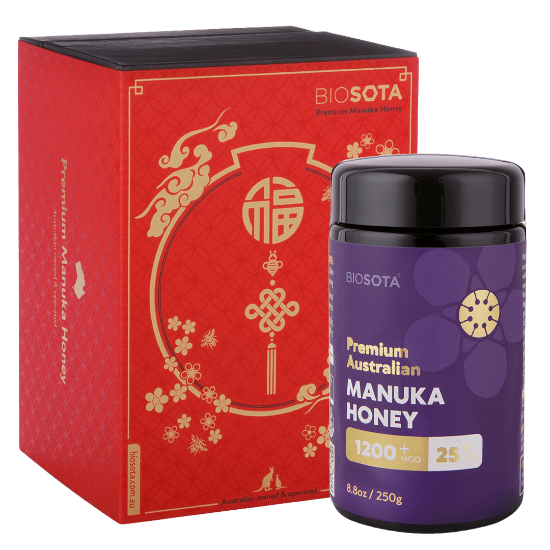 农历新年礼盒- 有机认证Manuka 蜂蜜MGO 1200+ | 紫罗兰玻璃罐– Biosota