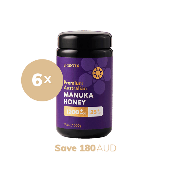 Medicinal Manuka honey MGO1200+ 500g glass jar value pack of 6