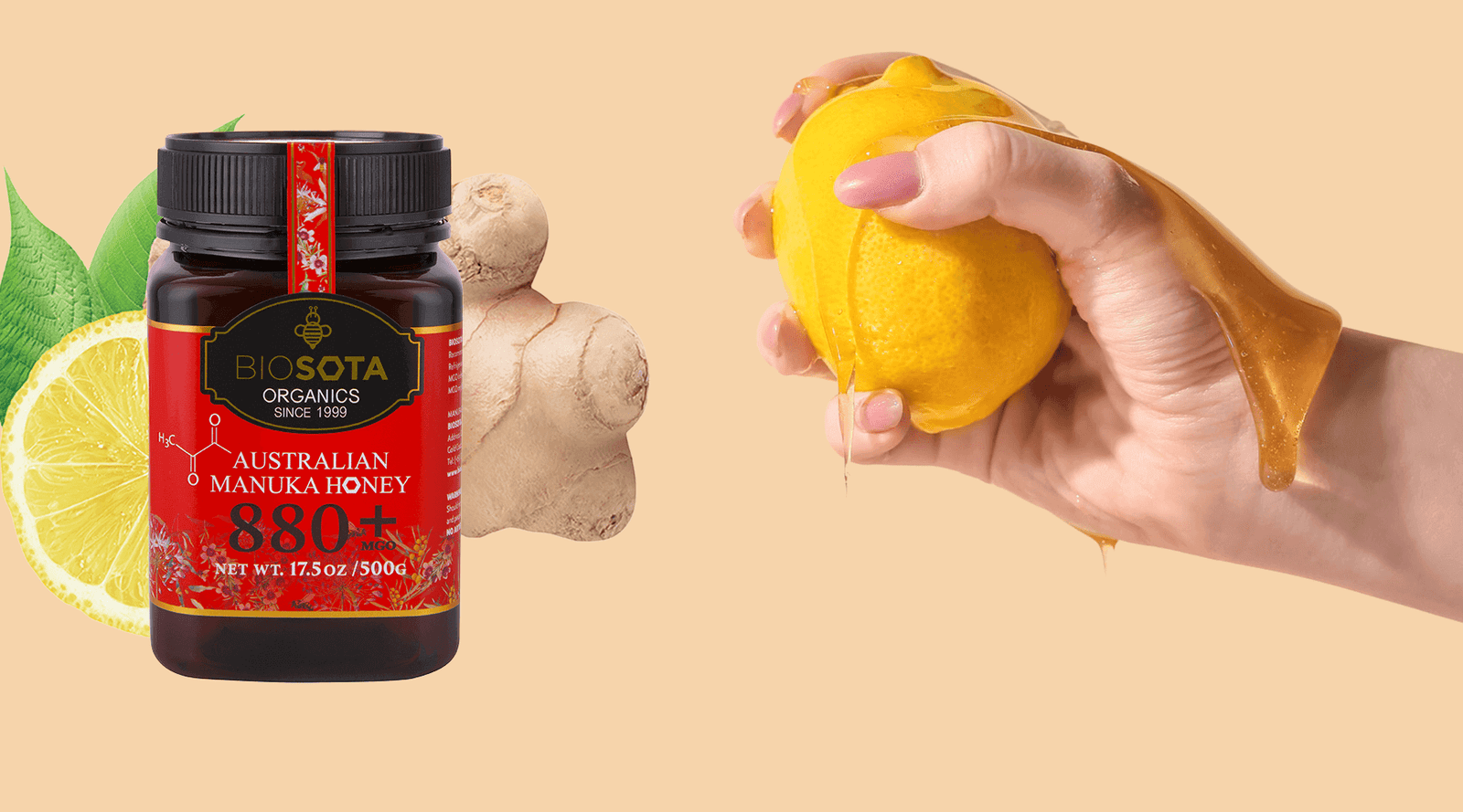 Manuka honey for colds with ginger and lemon for natural flu relief.