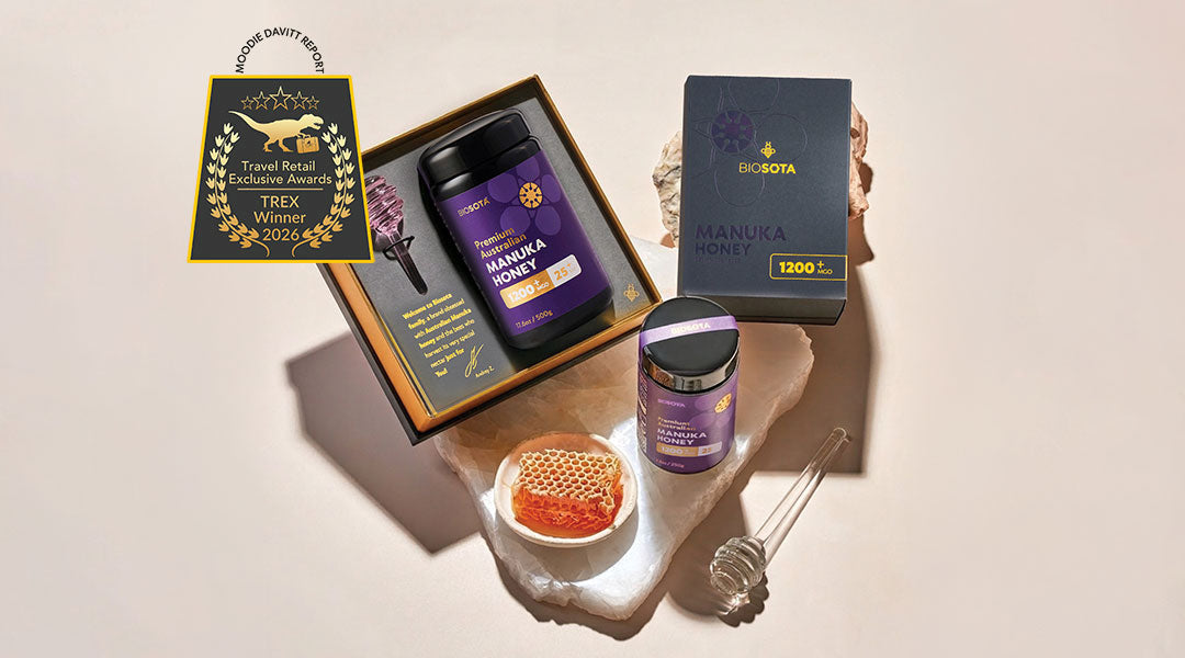 Biosota Organics Manuka Honey MGO 1200+ TREX Wellbeing Award Win