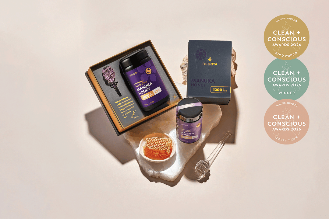 Biosota's MGO 1200+ Manuka Honey Wins Clean + Conscious Gold Award