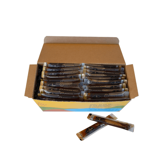 90 individual Manuka Honey sticks packed in bulk box