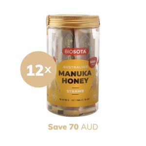 Biosota Organics MGO 550+ Manuka Honey Sticks Straws Sachets Packets