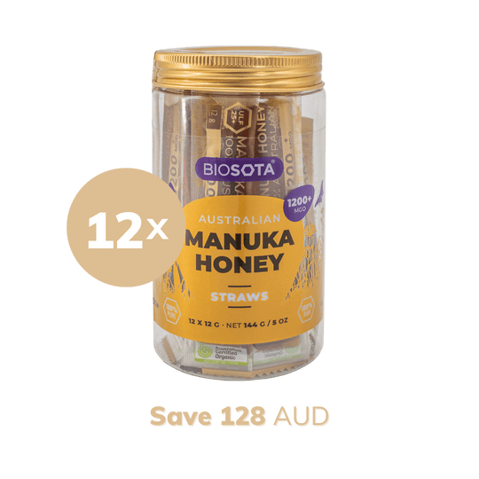 Biosota Manuka Honey Tube MGO 1200 Value pack 12