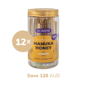 Biosota Manuka Honey Tube MGO 1200 Value pack 12