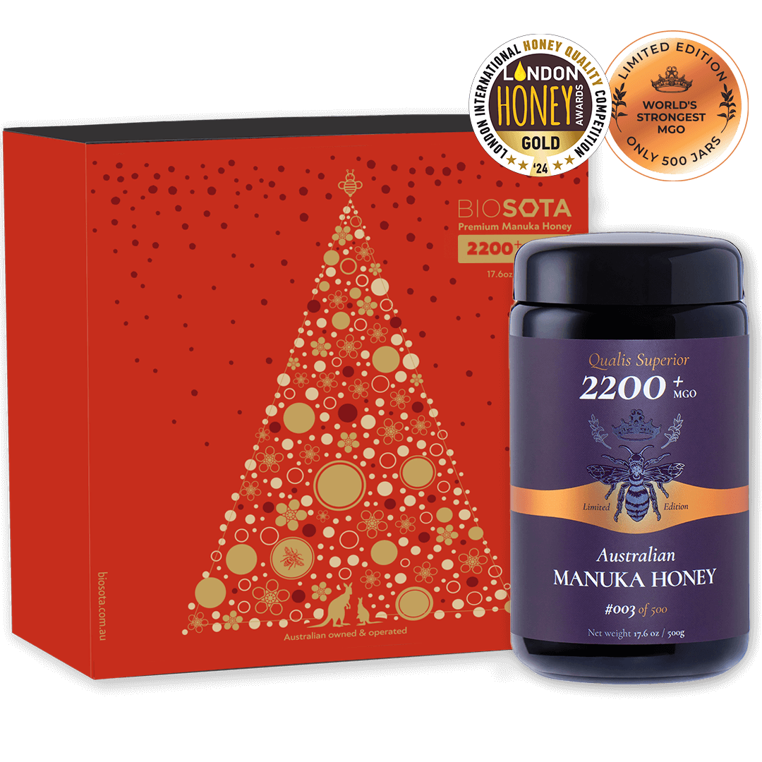 Biosota Australian Manuka Honey 2200+ (500g) Christmas Gift Box and awards