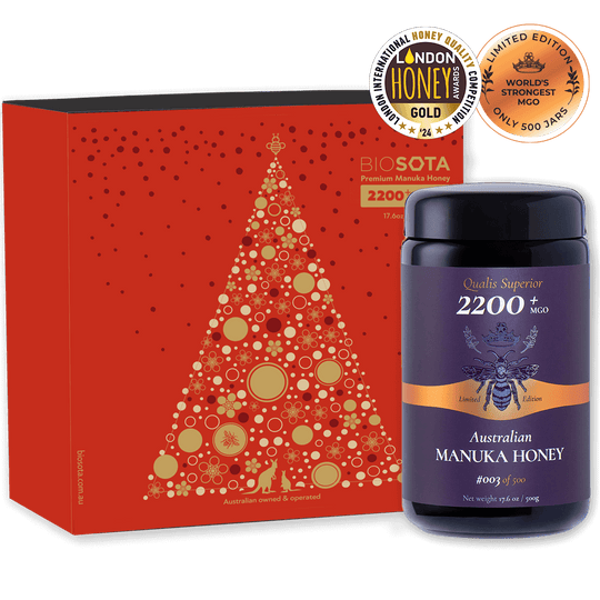 Biosota Australian Manuka Honey 2200+ (500g) Christmas Gift Box and awards