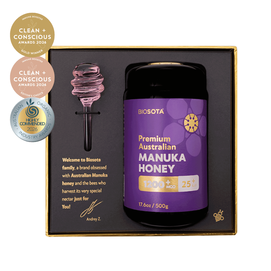 GIFT BOX - Certified Organic Manuka Honey MGO 1200+ | Violetglass Jar