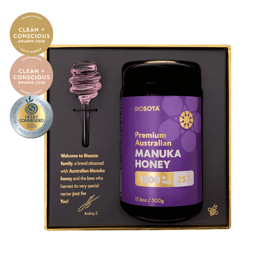 GIFT BOX - Certified Organic Manuka Honey MGO 1200+ | Violetglass Jar
