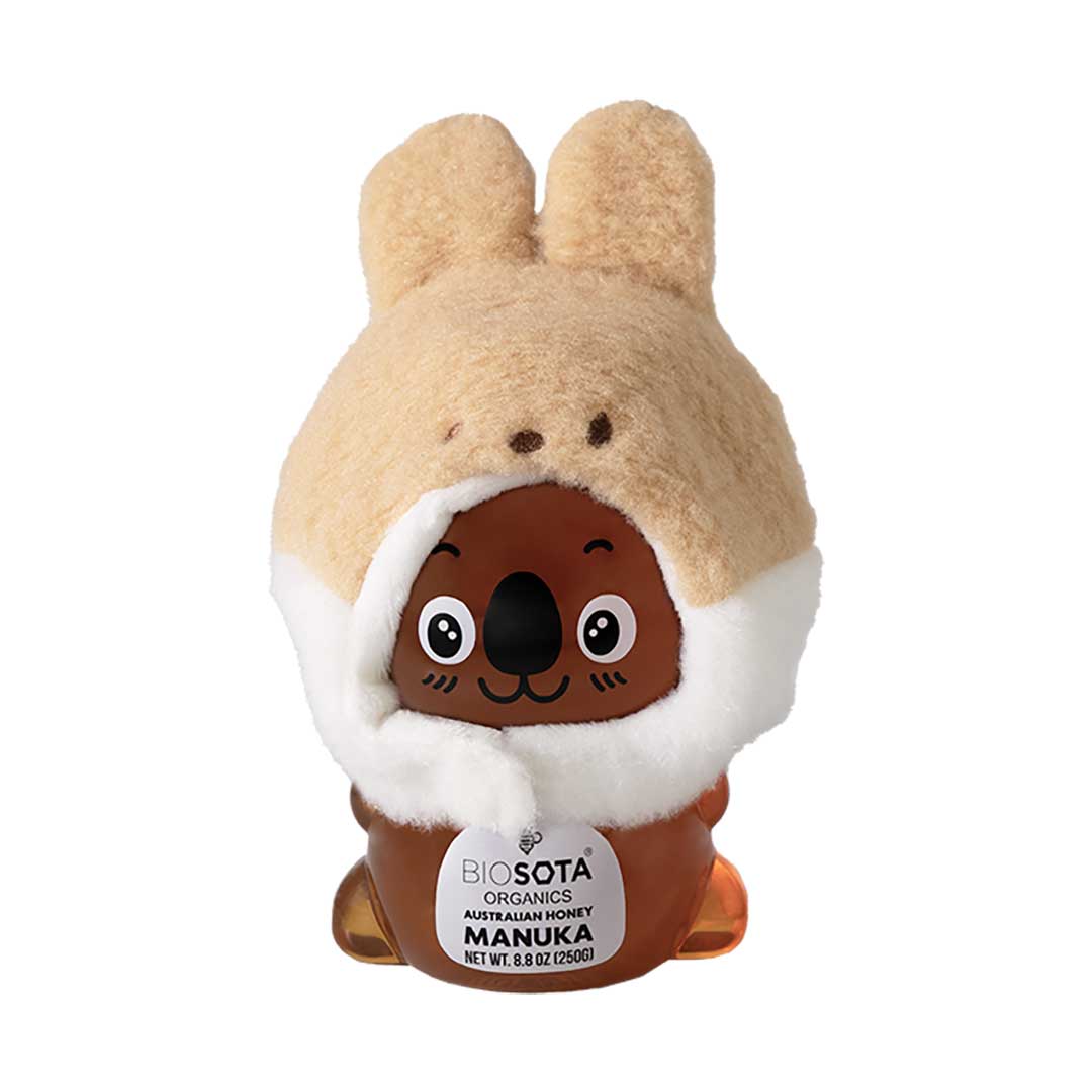 manuka honey koala boy in kangaroo hat
