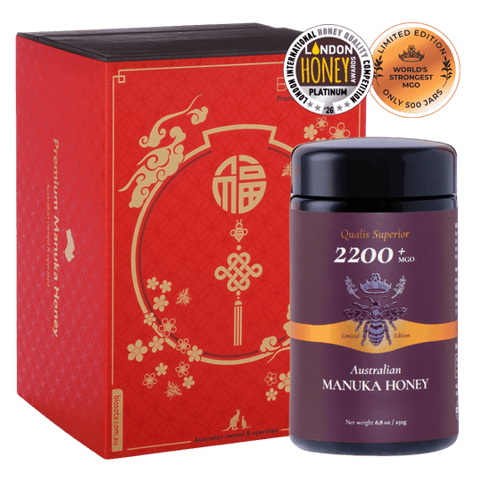 Premium Biosota Organics Manuka Honey MGO 2200+ 250g Lunar New Year luxury gift Box with glass