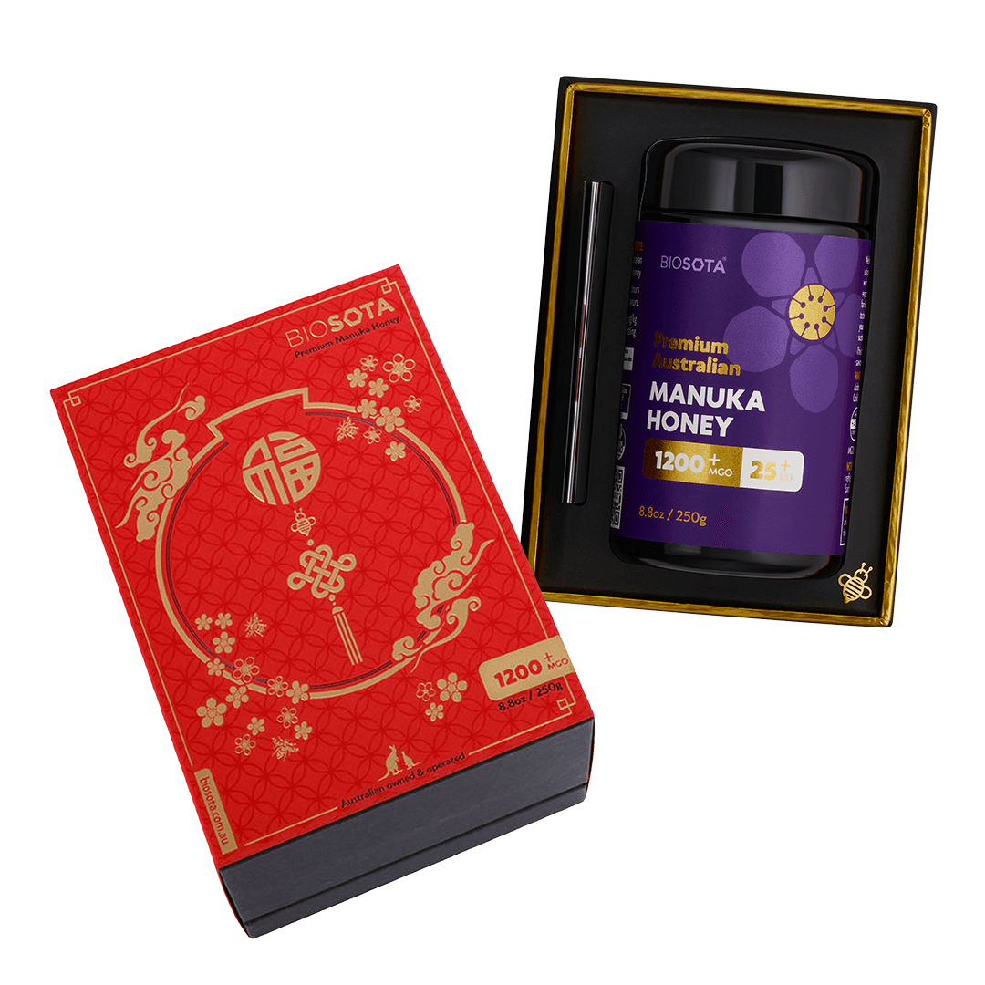 Biosota Organics Manuka Honey MGO 1200+ 250g Lunar New Year luxury Open gift Box