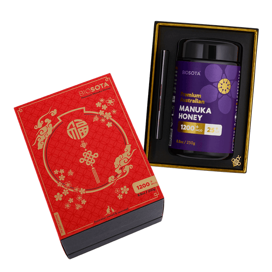Biosota Organics Manuka Honey MGO 1200+ 250g Lunar New Year luxury Open gift Box