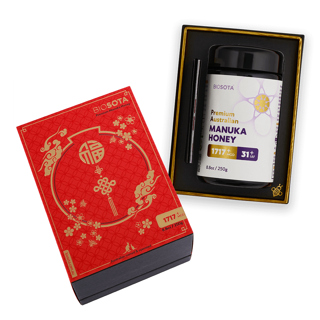 Biosota Organics Manuka Honey MGO 1717+ 250g Lunar New Year luxury gift Open Box