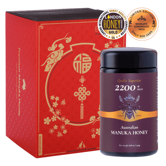 Premium Biosota Organics Manuka Honey MGO 2200+ 250g Lunar New Year luxury gift Box with glass