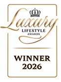 Logo for 'Luxury Lifestyle Awards Winner 2026' with a crown symbol.