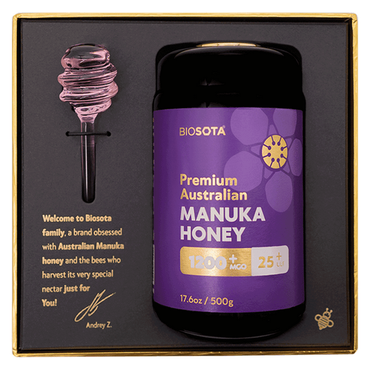 Biosota Organics Manuka Honey MGO 1200+ 500g luxury gift open box