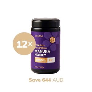 Medicinal Manuka honey MGO1200+ 500g glass jar value pack of 12