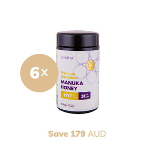 Medicinal Manuka Honey MGO 1717+ 250g glass jar value pack of 6