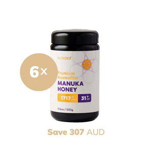 Medicinal Manuka Honey MGO 1717+ 500g glass jar value pack of 6