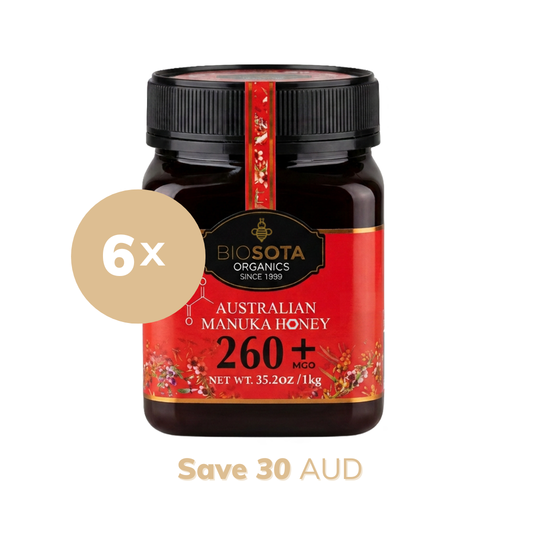 Biosota Manuka Honey (MGO 260+) NPA 10+ 1kg x 6 Jars - Value Pack