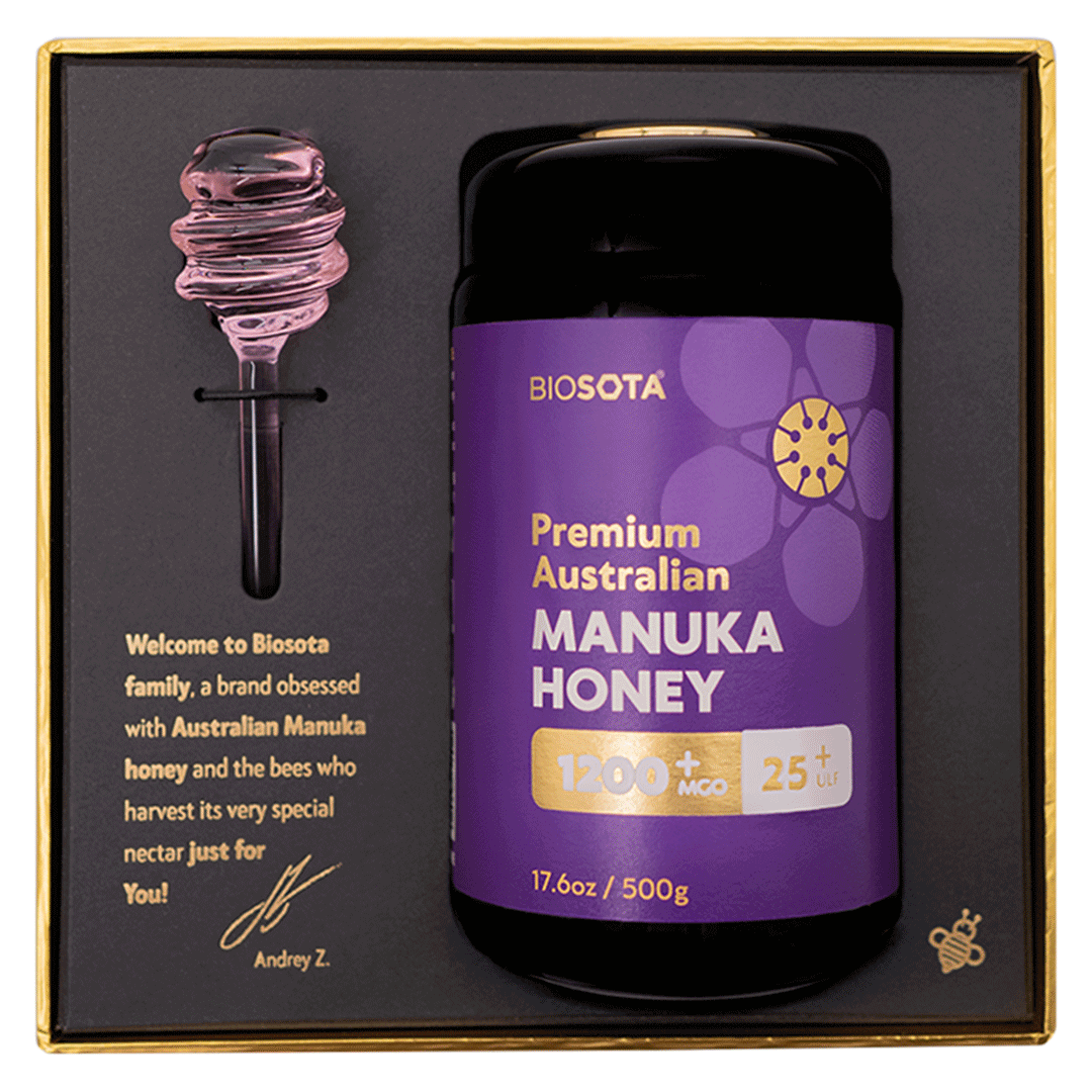 Biosota Organics Manuka Honey MGO 1200+ 500g luxury gift open box