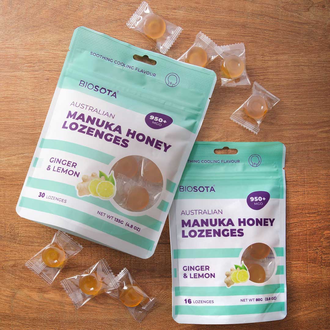 Manuka honey drops ginger lemon