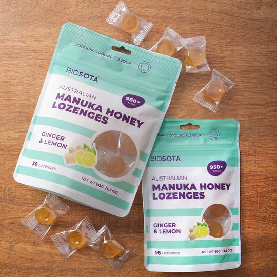 Manuka honey drops ginger lemon