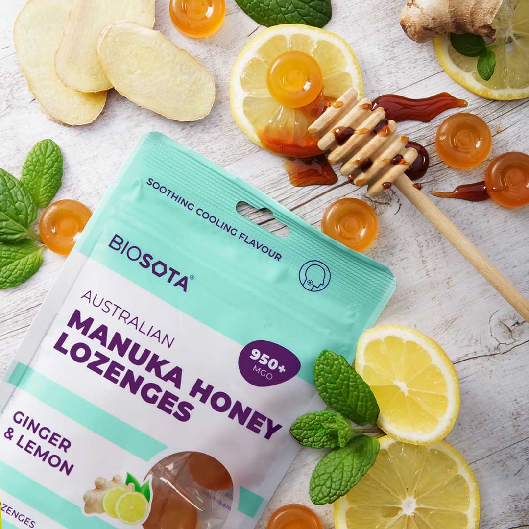 Manuka honey drops ginger lemon