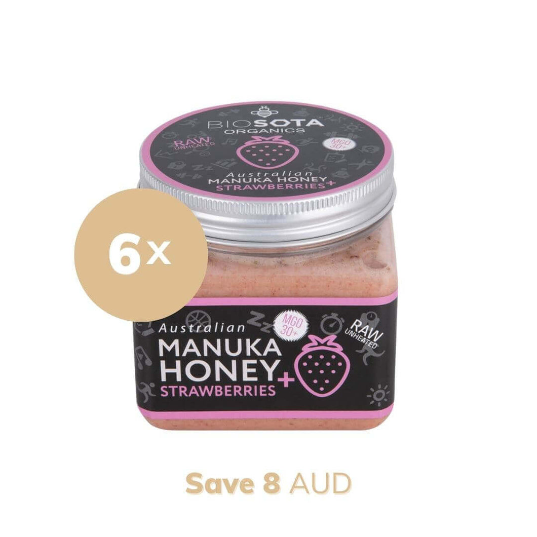 Manuka Honey MGO 30+ Strawberries Superfoods value pack of 6
