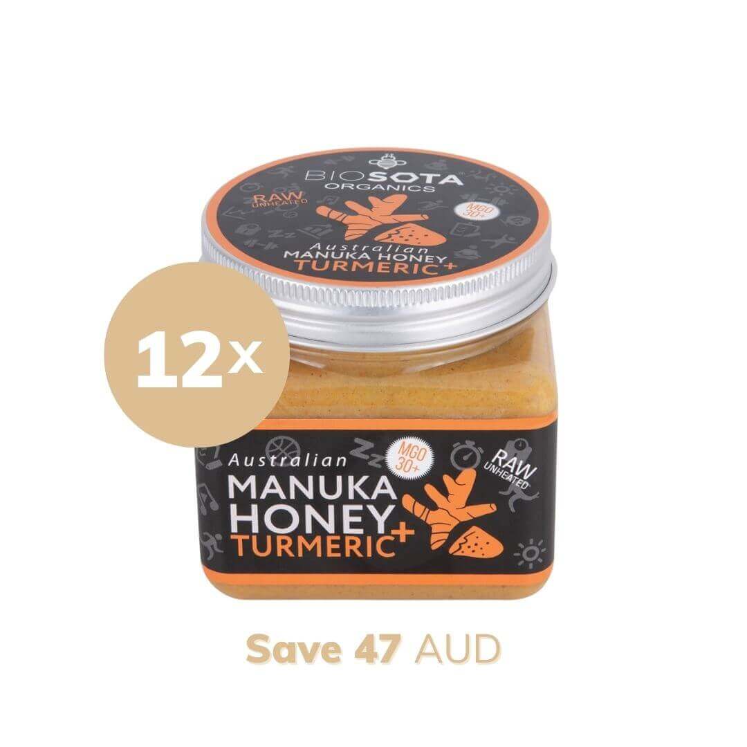 Manuka Honey MGO 30+ Turmeric & Cinnamon Superfoods value pack of 12