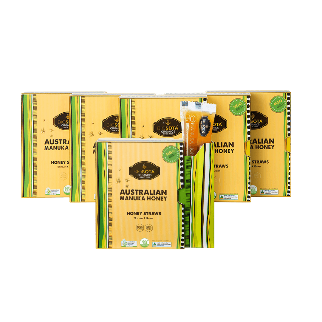 biosota organics manuka honey mgo 880 straws gift box value pack