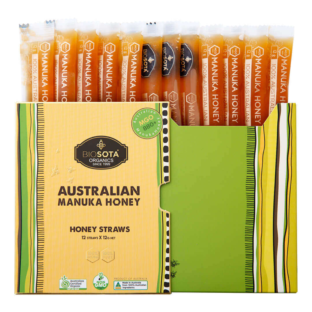 biosota organics manuka honey mgo 880 straws sticks sachets