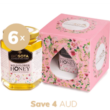Load image into Gallery viewer, Wild flower Australian raw honey 400g gift box pink value pack of 6