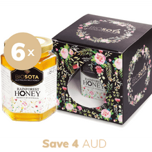 Load image into Gallery viewer, Rainforest Australian raw honey luxury gifts box black value pack of 6
