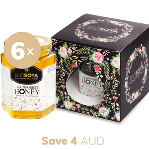 Rainforest Australian raw honey luxury gifts box black value pack of 6