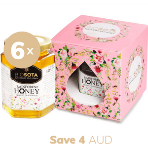 Rainforest Australian raw honey luxury gifts box pink value pack of 6