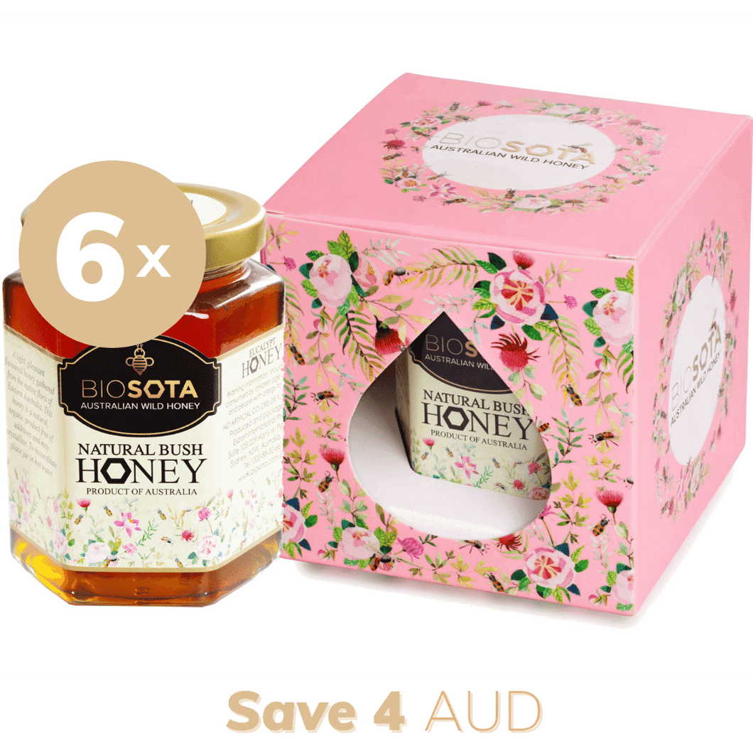 Natural bush Australian raw honey luxury gifts box pink value pack of 6