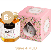 Load image into Gallery viewer, Winter flower Australian raw honey 400g gift box pink value pack of 6