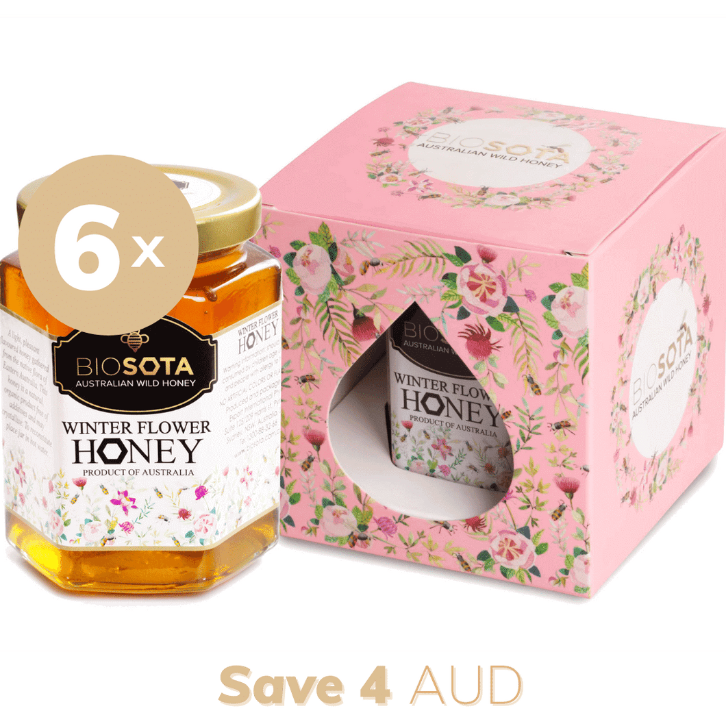 Winter flower Australian raw honey 400g gift box pink value pack of 6