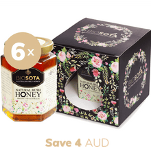 Load image into Gallery viewer, Natural bush Australian raw honey luxury gifts box black value pack of 6