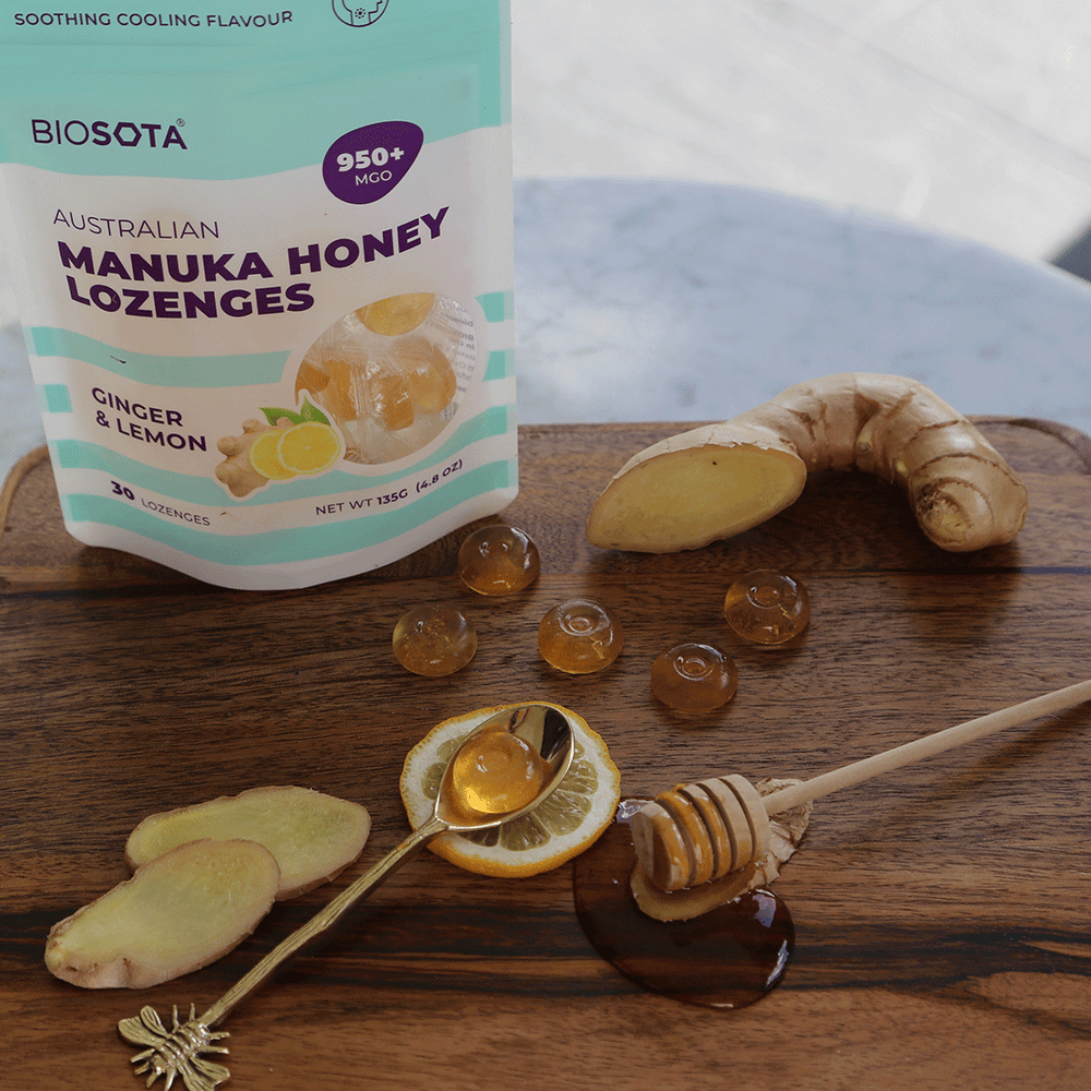 Manuka honey ginger drops