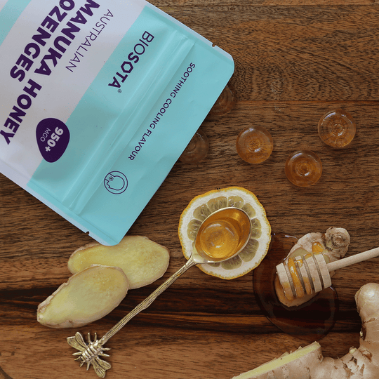 Manuka honey ginger drops