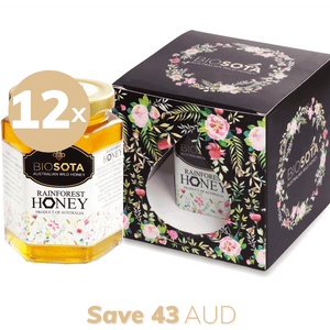 Rainforest Australian raw honey luxury gifts box black value pack of 12