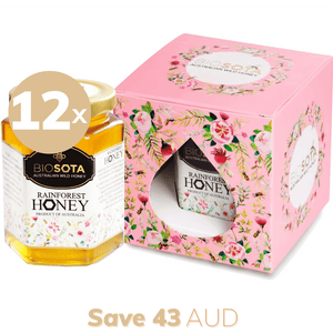 Rainforest Australian raw honey luxury gifts box pink value pack of 12