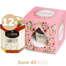 Load image into Gallery viewer, Natural bush Australian raw honey luxury gifts box pink value pack of 12