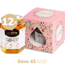 Load image into Gallery viewer, Winter flower Australian raw honey 400g gift box pink value pack of 12