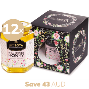 Wild flower Australian raw honey 400g gift box black value pack of 12
